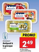 Promotions Antipasti à la grecque - Eridanous - Valide de 22/05/2024 à 28/05/2024 chez Lidl