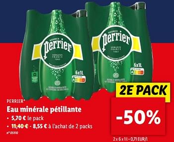 Promotions Eau minérale pétillante - Perrier - Valide de 22/05/2024 à 28/05/2024 chez Lidl