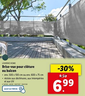 Promotions Brise-vue pour clôture ou balcon - Livarno - Valide de 22/05/2024 à 28/05/2024 chez Lidl