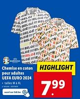 Promotions Chemise en coton pour adultes uefa euro 2024 - Produit maison - Lidl - Valide de 22/05/2024 à 28/05/2024 chez Lidl