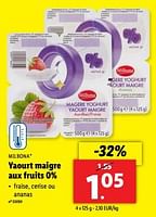 Promotions Yaourt maigre aux fruits - Milbona - Valide de 22/05/2024 à 28/05/2024 chez Lidl