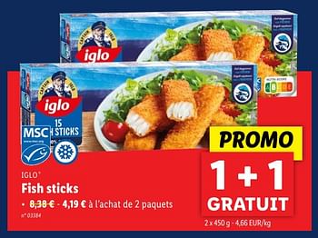 Promotions Fish sticks - Iglo - Valide de 22/05/2024 à 28/05/2024 chez Lidl