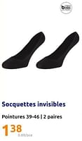 Promotions Socquettes invisibles - Produit Maison - Action - Valide de 15/05/2024 à 21/05/2024 chez Action