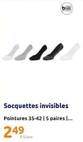 Promotions Socquettes invisibles - Produit Maison - Action - Valide de 15/05/2024 à 21/05/2024 chez Action