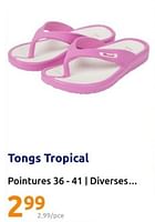 Promotions Tongs tropical - Produit Maison - Action - Valide de 15/05/2024 à 21/05/2024 chez Action