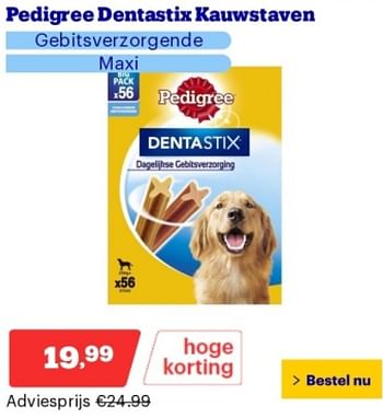 Promoties Pedigree dentastix kauwstaven - Pedigree - Geldig van 14/05/2024 tot 19/05/2024 bij Bol.com