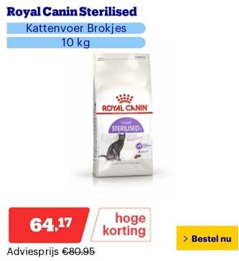 Promoties Royal canin sterilised kattenvoer brokjes - Royal Canin - Geldig van 14/05/2024 tot 19/05/2024 bij Bol.com