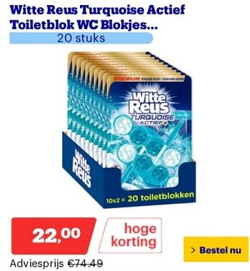 Promoties Witte reus turquoise actief toiletblok wc blokjes - Witte reus - Geldig van 14/05/2024 tot 19/05/2024 bij Bol.com