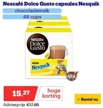 Promoties Nescafe dolce gusto capsules nesquik - Nescafe - Geldig van 14/05/2024 tot 19/05/2024 bij Bol.com