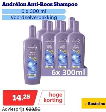 Promoties Andrélon anti-roos shampoo - Andrelon - Geldig van 14/05/2024 tot 19/05/2024 bij Bol.com