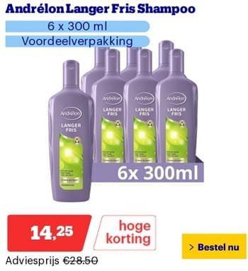 Promoties Andrélon langer fris shampoo - Andrelon - Geldig van 14/05/2024 tot 19/05/2024 bij Bol.com