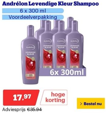 Promoties Andrélon levendige kleur shampoo - Andrelon - Geldig van 14/05/2024 tot 19/05/2024 bij Bol.com