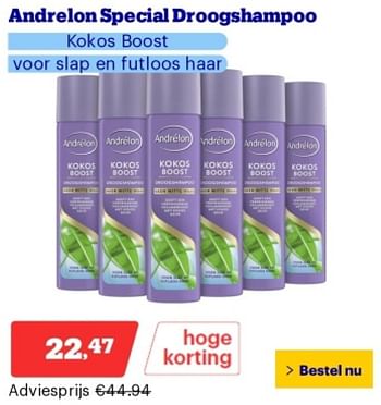 Promoties Andrelon special droogshampoo - Andrelon - Geldig van 14/05/2024 tot 19/05/2024 bij Bol.com