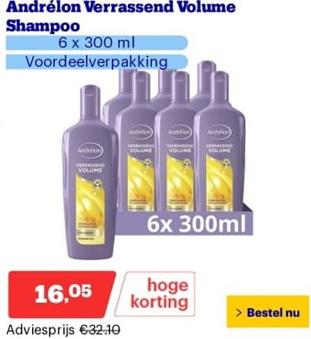 Promoties Andrélon verrassend volume shampoo - Andrelon - Geldig van 14/05/2024 tot 19/05/2024 bij Bol.com