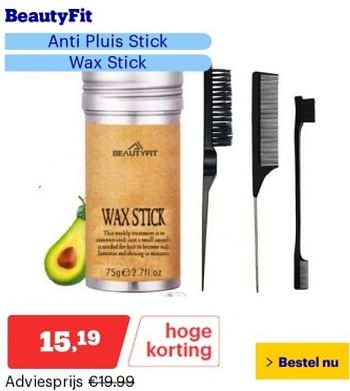 Promoties Beautyfit anti pluis stick wax stick - Beautyfit - Geldig van 14/05/2024 tot 19/05/2024 bij Bol.com