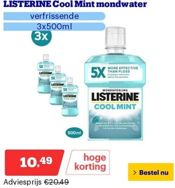 Promoties Listerine cool mint mondwater - Listerine - Geldig van 14/05/2024 tot 19/05/2024 bij Bol.com