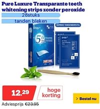 Pure luxure transparante teeth whitening strips zonder peroxide-Pure luxure