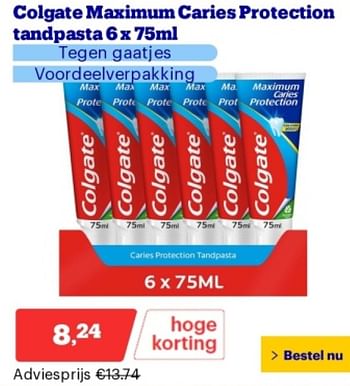 Promoties Colgate maximum caries protection tandpasta - Colgate - Geldig van 14/05/2024 tot 19/05/2024 bij Bol.com
