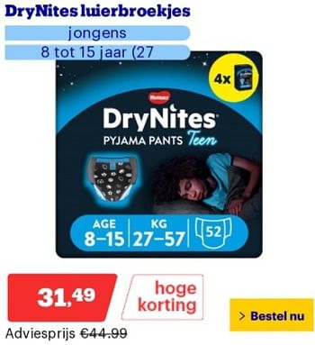Promoties Drynites luierbroekjes jongens - Huggies - Geldig van 14/05/2024 tot 19/05/2024 bij Bol.com