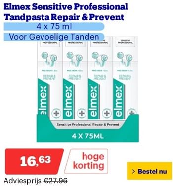 Promoties Elmex sensitive professional tandpasta repair + prevent - Elmex - Geldig van 14/05/2024 tot 19/05/2024 bij Bol.com