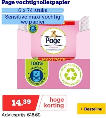 Promoties Page vochtig toiletpapier - Page - Geldig van 14/05/2024 tot 19/05/2024 bij Bol.com