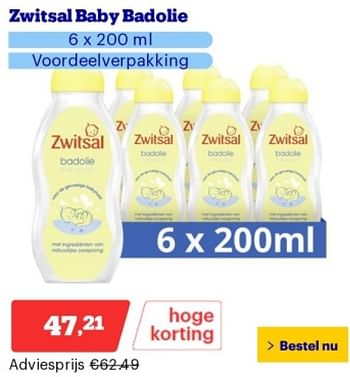 Promoties Zwitsal baby badolie - Zwitsal - Geldig van 14/05/2024 tot 19/05/2024 bij Bol.com