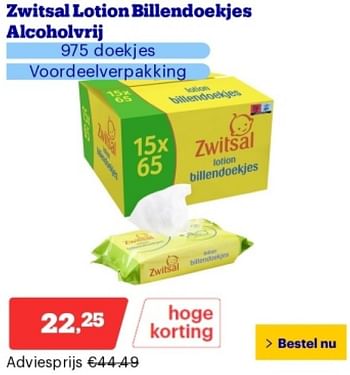 Promoties Zwitsal lotion billendoekjes alcoholvrij - Zwitsal - Geldig van 14/05/2024 tot 19/05/2024 bij Bol.com