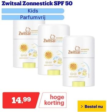 Promoties Zwitsal zonnestick spf 50 - Zwitsal - Geldig van 14/05/2024 tot 19/05/2024 bij Bol.com