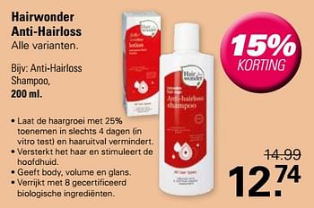 Promoties Anti hairloss shampoo - Hairwonder - Geldig van 15/05/2024 tot 01/06/2024 bij De Online Drogist