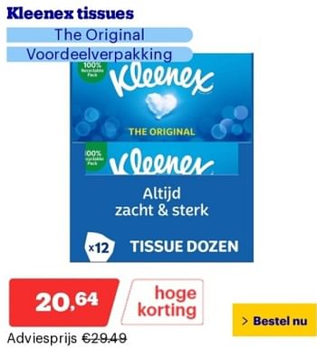 Promoties Kleenex tissues the original - Kleenex - Geldig van 14/05/2024 tot 19/05/2024 bij Bol.com