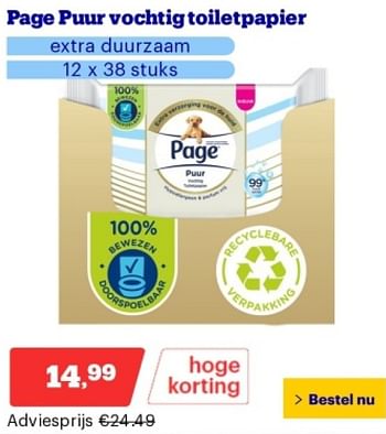Promoties Page puur vochtig toiletpapier - Page - Geldig van 14/05/2024 tot 19/05/2024 bij Bol.com