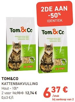 Promoties Tom+co kattenbakvulling hout - Huismerk - Tom & Co - Geldig van 15/05/2024 tot 26/05/2024 bij Tom&Co