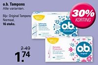 Promoties O.b. tampons original tampons normaal - OB - Geldig van 15/05/2024 tot 01/06/2024 bij De Online Drogist