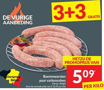 Promoties Boerenworsten puur varkensvlees - Huismerk - Intermarche - Geldig van 21/05/2024 tot 26/05/2024 bij Intermarche