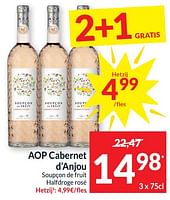 Promoties Aop cabernet d`anjou soupçon de fruit halfdroge rosé - Rosé wijnen - Geldig van 21/05/2024 tot 26/05/2024 bij Intermarche