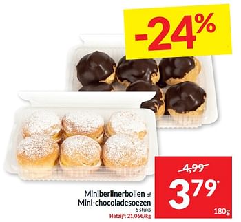 Promoties Miniberlinerbollen of mini chocoladesoezen - Huismerk - Intermarche - Geldig van 21/05/2024 tot 26/05/2024 bij Intermarche