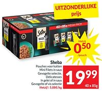 Promoties Sheba pouches voor katten mini filets in saus - Sheba - Geldig van 21/05/2024 tot 26/05/2024 bij Intermarche