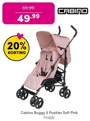 Promoties Cabino buggy 5 posities soft pink buggy - Cabino - Geldig van 19/05/2024 tot 25/05/2024 bij Baby & Tiener Megastore