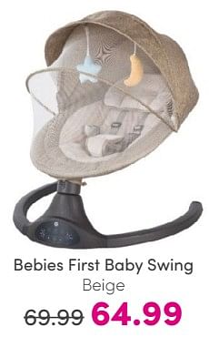 Promoties Bebies first baby swing - bebiesfirst - Geldig van 19/05/2024 tot 25/05/2024 bij Baby & Tiener Megastore