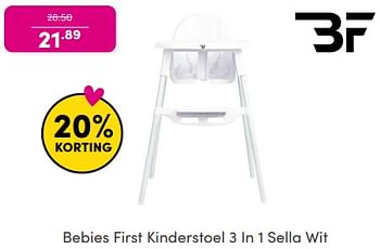 Promoties Bebies first kinderstoel 3 in 1 sella wit - bebiesfirst - Geldig van 19/05/2024 tot 25/05/2024 bij Baby & Tiener Megastore