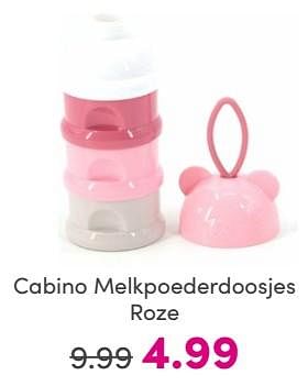Promoties Cabino melkpoederdoosjes roze - Cabino - Geldig van 19/05/2024 tot 25/05/2024 bij Baby & Tiener Megastore