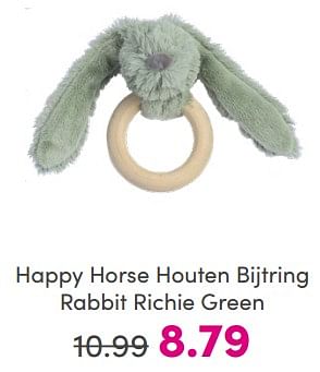 Promoties Happy horse houten bijtring rabbit richie green - Happy Horse - Geldig van 19/05/2024 tot 25/05/2024 bij Baby & Tiener Megastore