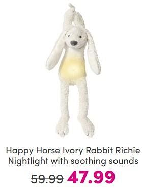 Promoties Happy horse ivory rabbit richie nightlight with soothing sounds - Happy Horse - Geldig van 19/05/2024 tot 25/05/2024 bij Baby & Tiener Megastore