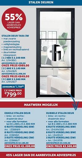 Promoties Stalen deur tara 3w - Huismerk - Zelfbouwmarkt - Geldig van 21/05/2024 tot 17/06/2024 bij Zelfbouwmarkt