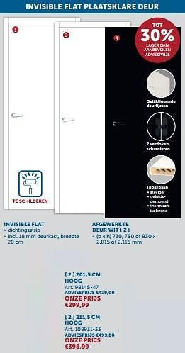 Promoties Invisible flat afgewerkte deur wit - Huismerk - Zelfbouwmarkt - Geldig van 21/05/2024 tot 17/06/2024 bij Zelfbouwmarkt