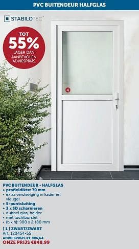 Promoties Pvc buitendeur - halfglas zwart-zwart - Huismerk - Zelfbouwmarkt - Geldig van 21/05/2024 tot 17/06/2024 bij Zelfbouwmarkt