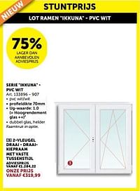Ramen ikkuna - pvc wit 2-vleugel draai - draaikiepraam met vaste tussenstijl-Huismerk - Zelfbouwmarkt