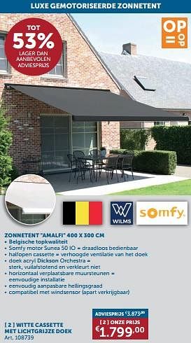 Promoties Zonnetent amalfi witte cassette met lichtgrijze doek - Somfy - Geldig van 21/05/2024 tot 17/06/2024 bij Zelfbouwmarkt