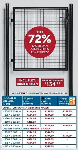 Promoties Tuinpoorten incl. slot, kruk + palen - Huismerk - Zelfbouwmarkt - Geldig van 21/05/2024 tot 17/06/2024 bij Zelfbouwmarkt