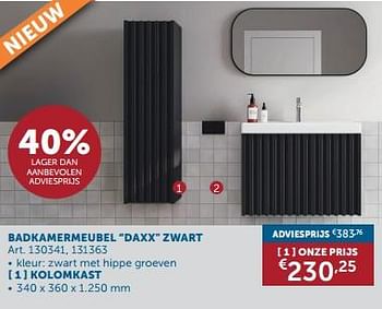 Promoties Badkamermeubel daxx zwart kolomkast - Huismerk - Zelfbouwmarkt - Geldig van 21/05/2024 tot 17/06/2024 bij Zelfbouwmarkt